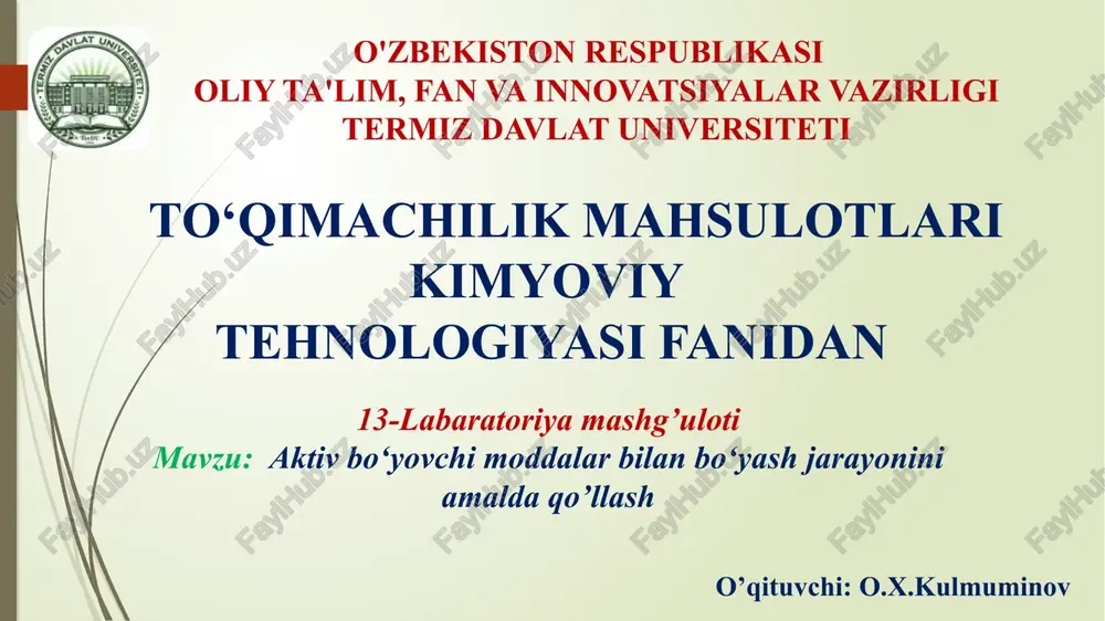 labaratoriyamashg’uloti — PPTX