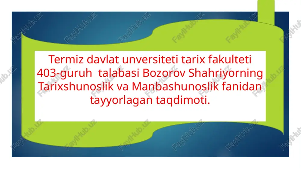 tarixshunostlik fani — PPTX