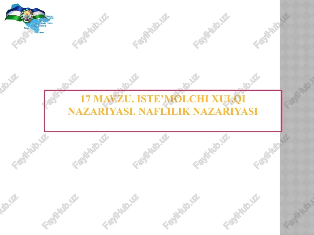 iste’molchixulqi nazariyasi — PPTX