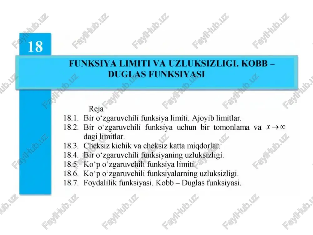 bir o'zgaruvchili funksiya limiti — PPTX