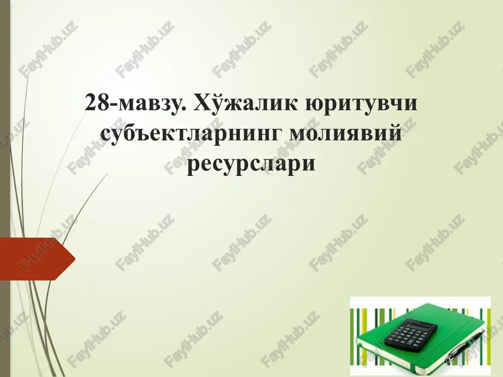 xo'jalik yurituvchilarning moliyaviy resurslari — PPTX