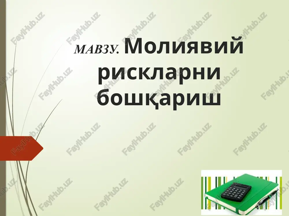moliyaviy risklarni boshqarish — PPTX