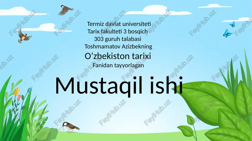 o'zbekiston tarixifanidantayyorlaganmustaqilishi — PPTX