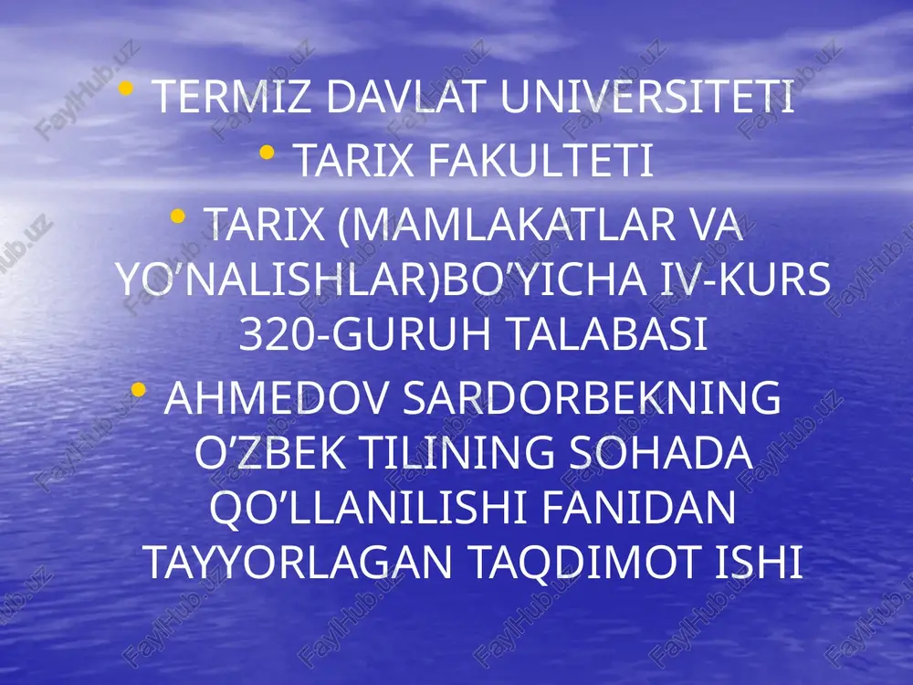 bayonnomalaryozilish tartibi — PPTX