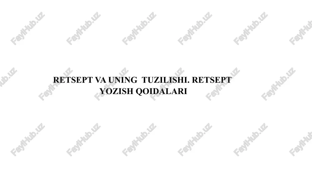 retsept va uning tuzilishi — PPTX