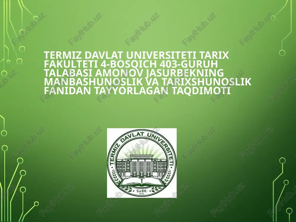 arabyozuvidan yozilgan dastlabki manbalar — PPTX