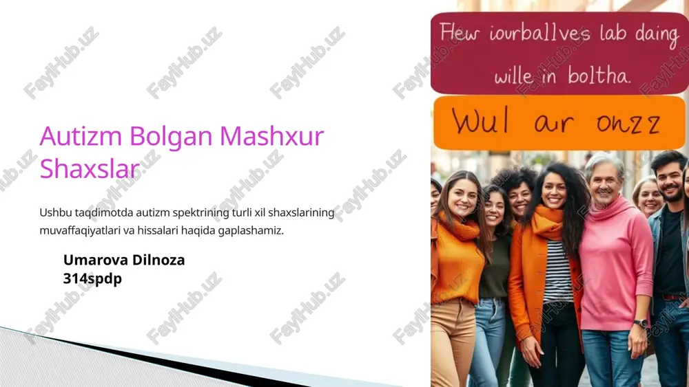 autizm bolgan mashxur shaxslar — PPTX