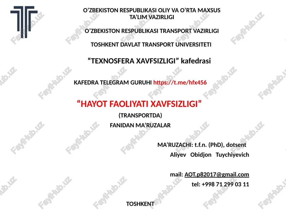 "avariya-qutqaruv va kechiktirib bo'lmaydigan ishlar" — PPTX