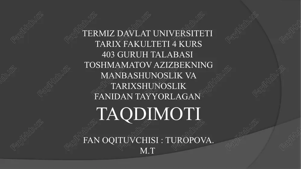 mustaqillik yillarida o'zbekistonda tarix fanining rivojlanishi — PPTX