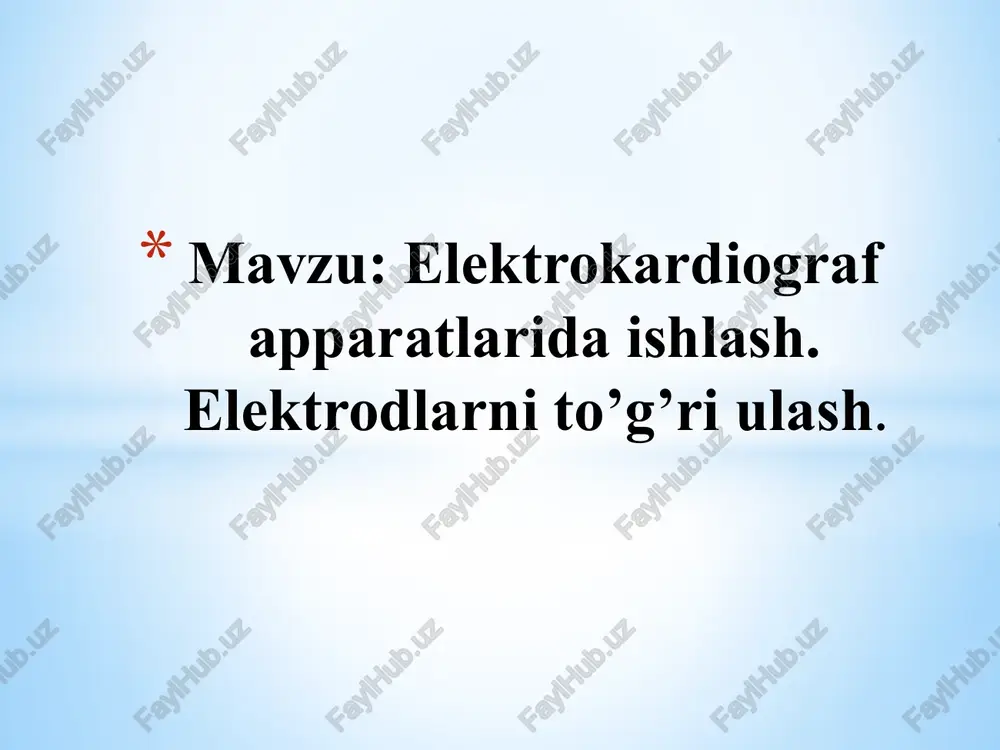 elektrokardiograf apparatlari ishlashi — PPTX