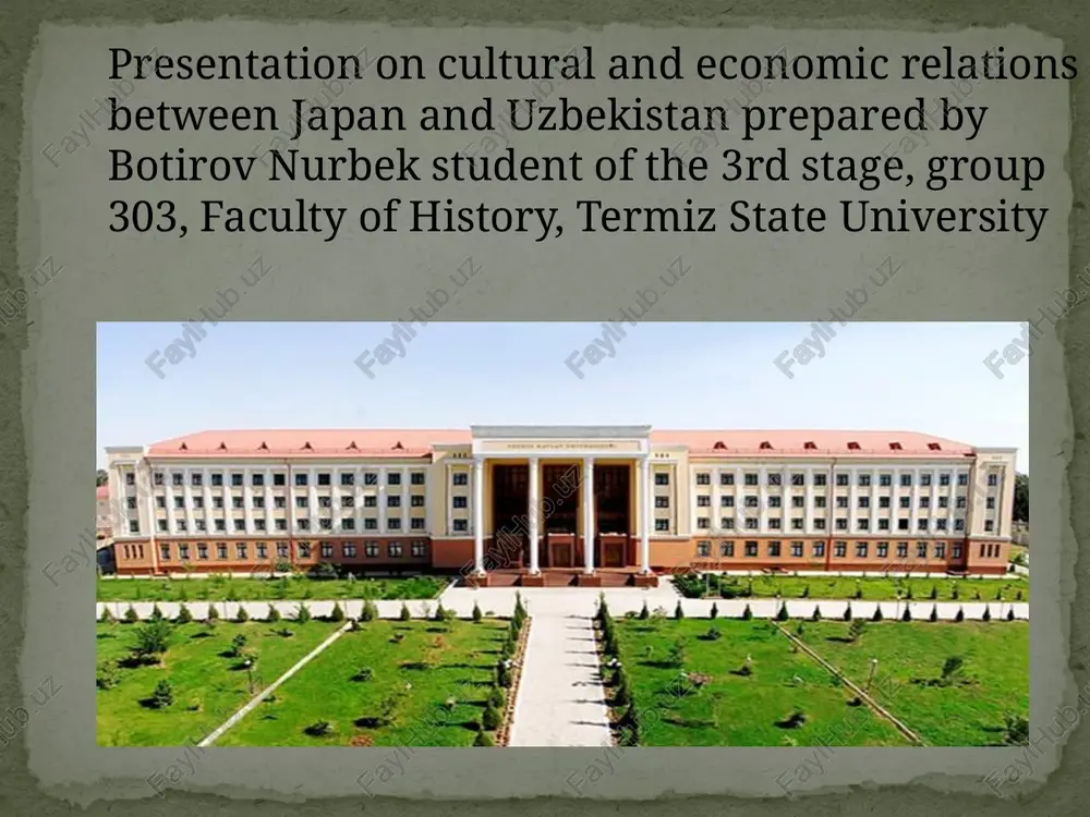 presentation on cultural and economic relations between japan and uzbekistan — PPTX