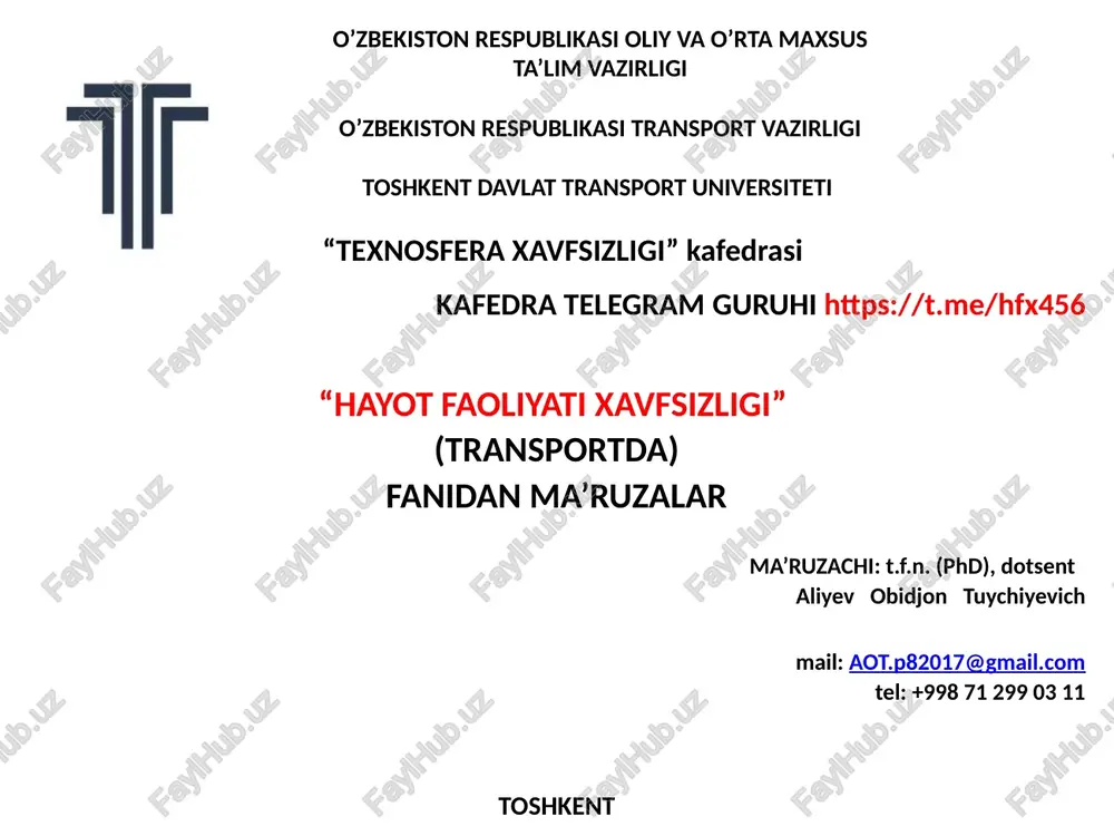 "temiryo'lak transporti taxminoti elementlari" — PPTX