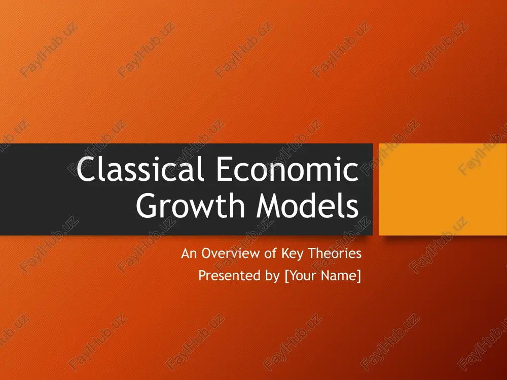 classical economic growth models — PPTX