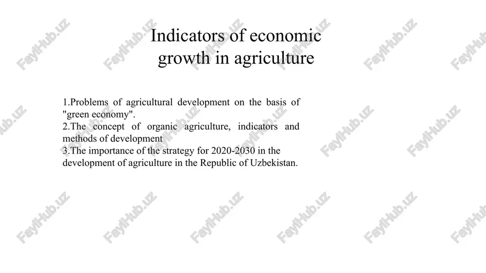 problems of agricultural development on the basis of "green economy" — PPTX