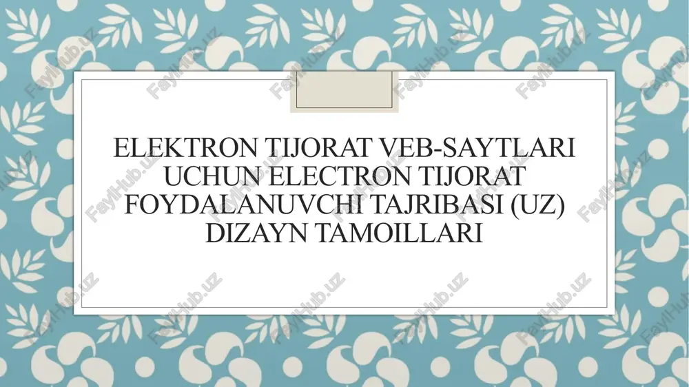 elektron tijoratweb-saytlari — PPTX