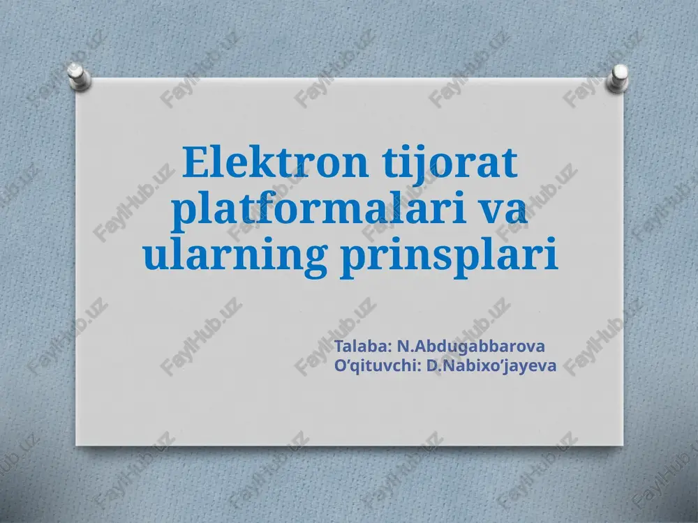 elektrontijorat platformalari vaularning prinsiplari — PPTX