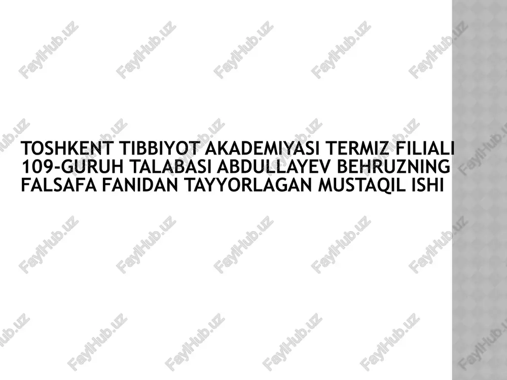 tarix falsafasi va falsafa tarixi uyg’unligi — PPTX