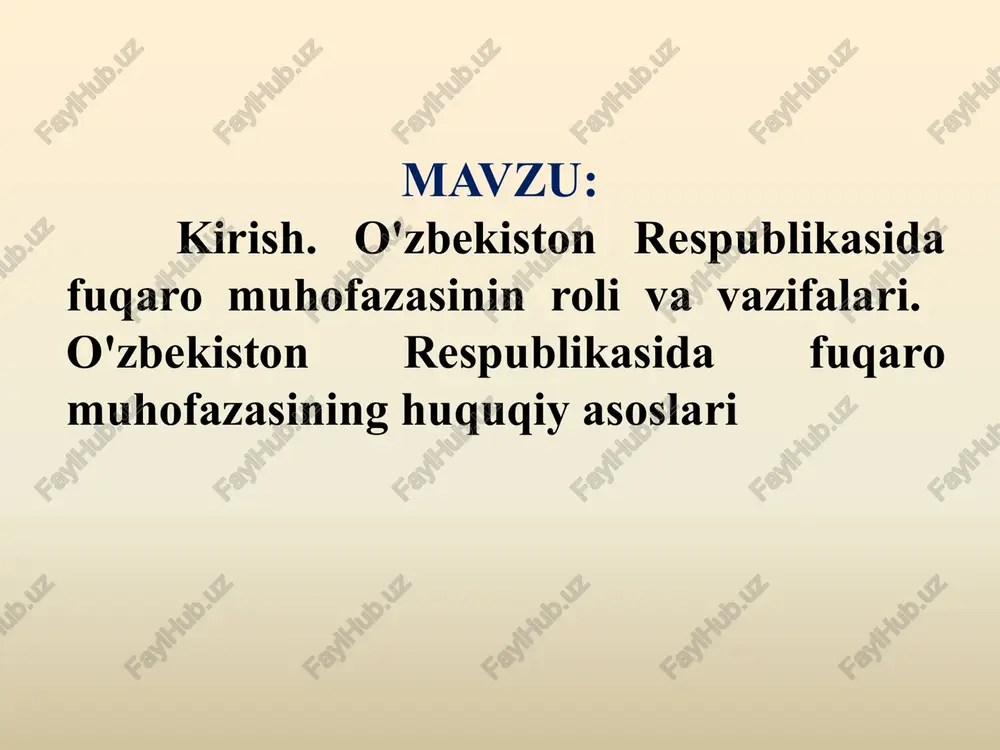 o'zbekiston respublikasi fuqaromuhofazasi — PPTX