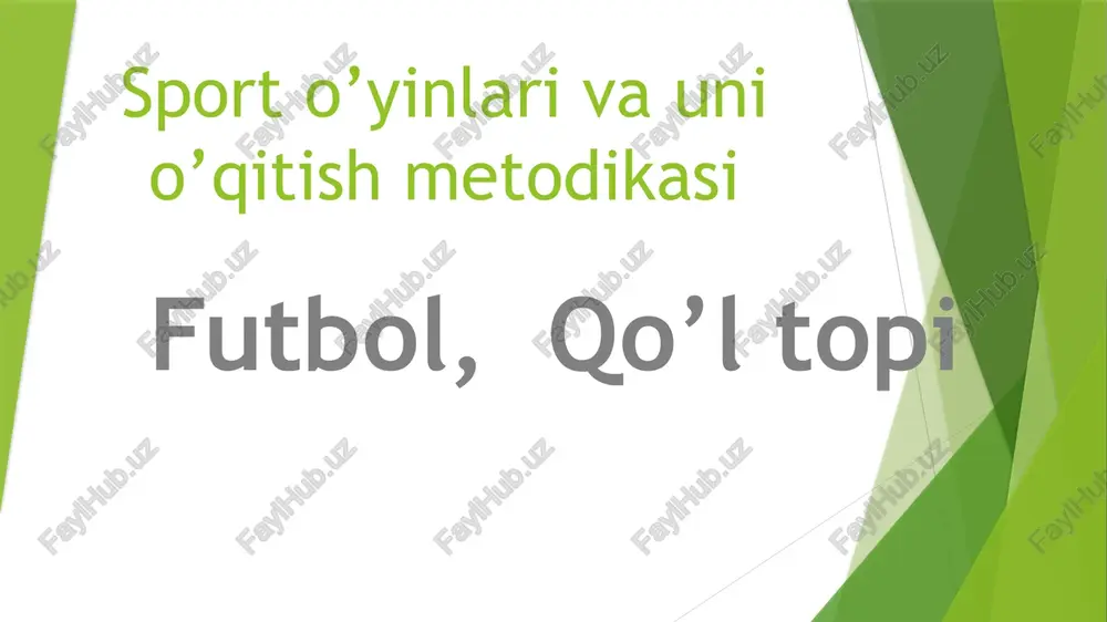sport o'yinlari va uni o'qitish metodi — PPTX