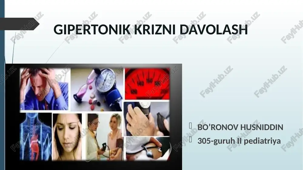gipertonik krizni davolash — PPTX