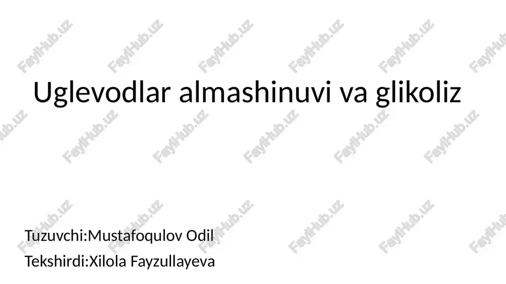 uglevodlar almashinuvi va gli koliz — PPTX