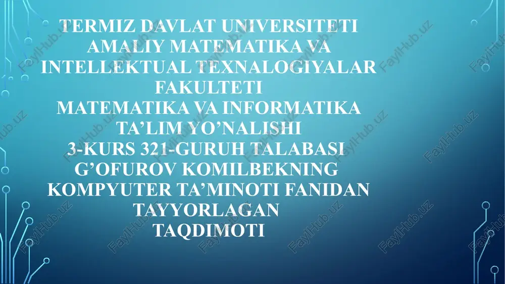 kompyuter texnik qurilmalari — PPTX