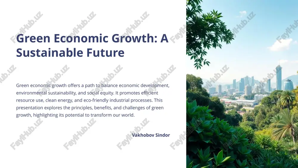 green economic growth: a sustainable future — PPTX