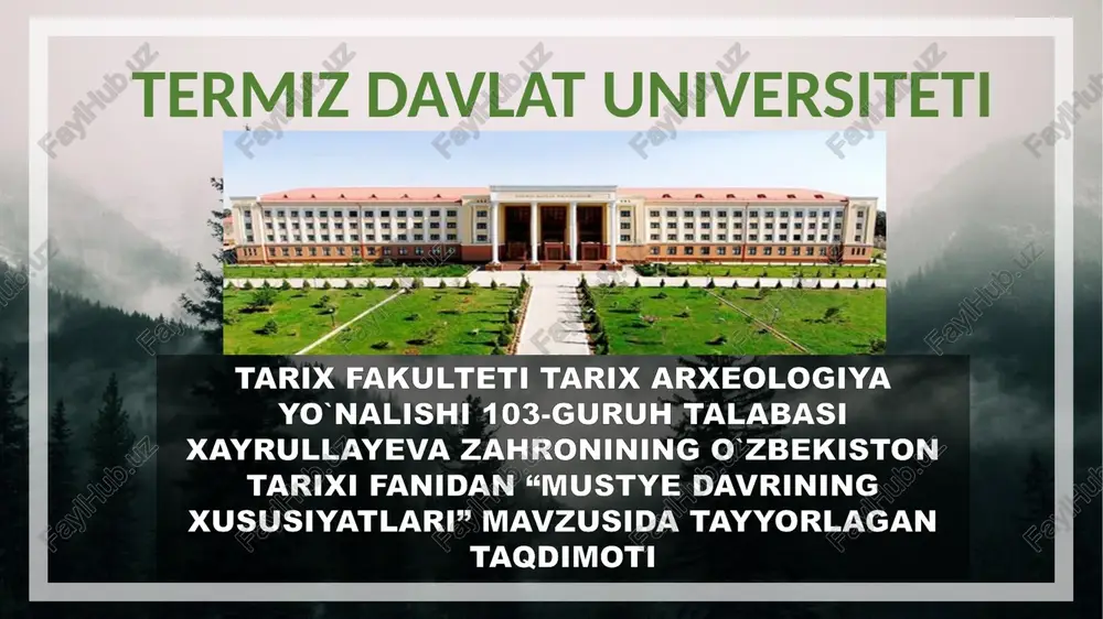 must’e davrining xususiyatlari — PPTX