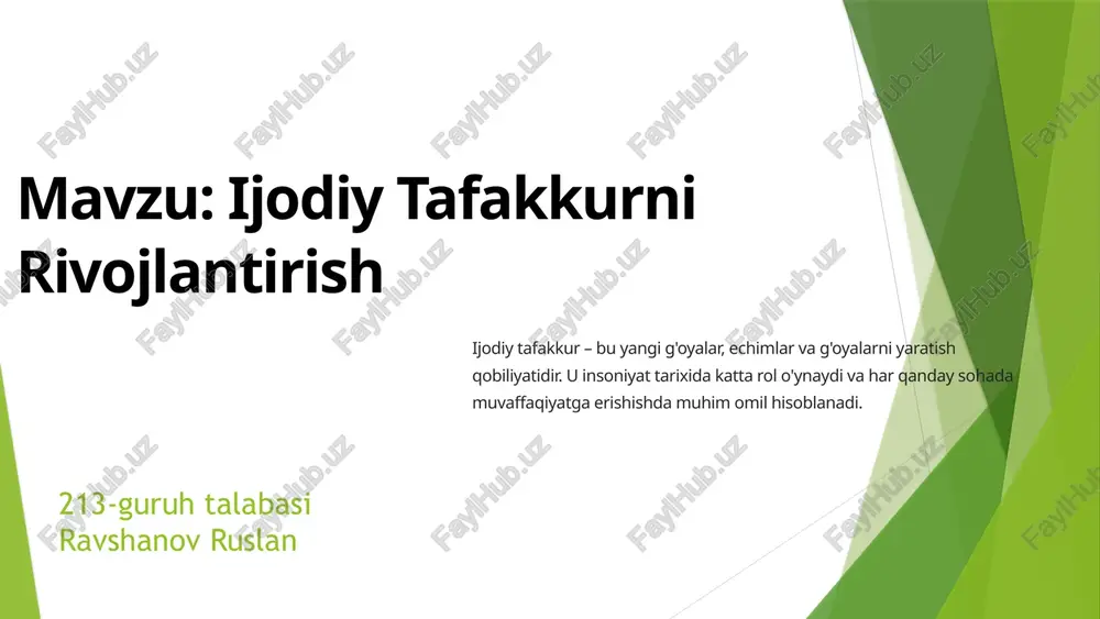 ijodiy tafakkurni rivojlantirish — PPTX