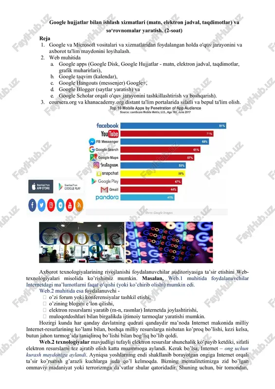 google hujjatlar bilan ishlash xizmatlari — DOCX