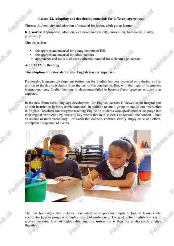 lesson 22: adopting and developing materials for different age groups — DOCX