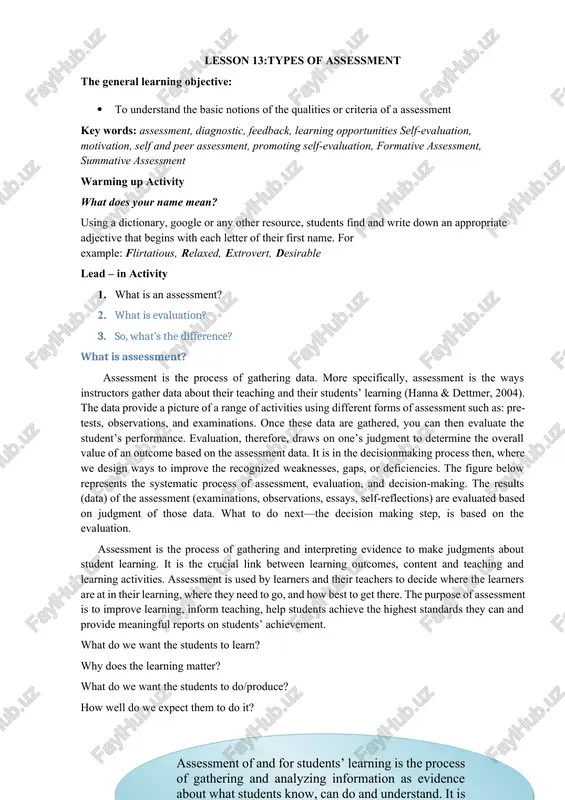 types of assessment — DOCX