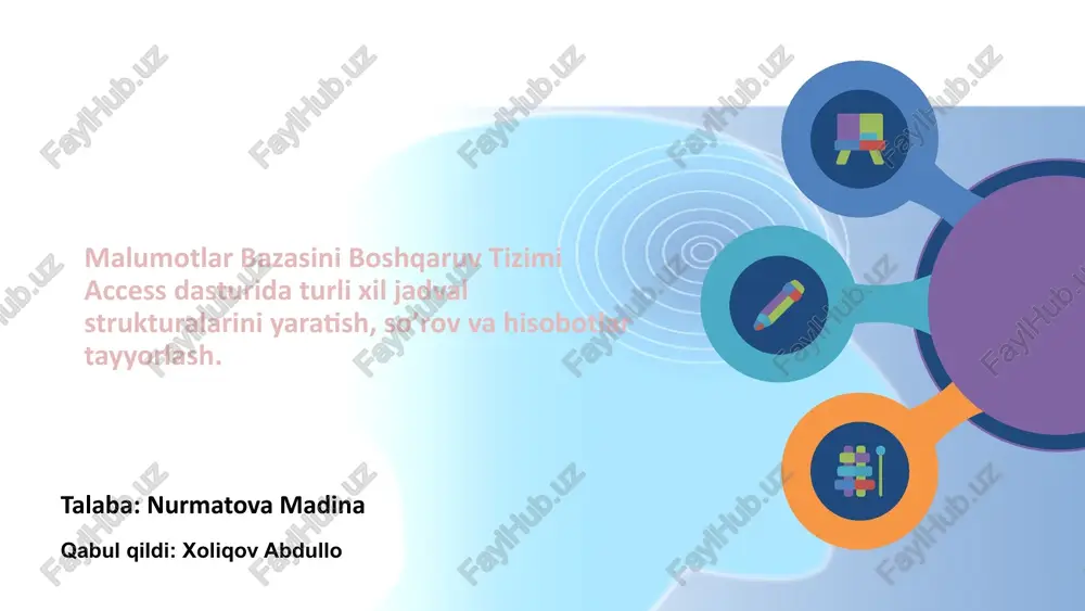 access ma'lumotlar bazasini boshqarish tizimi — PPTX