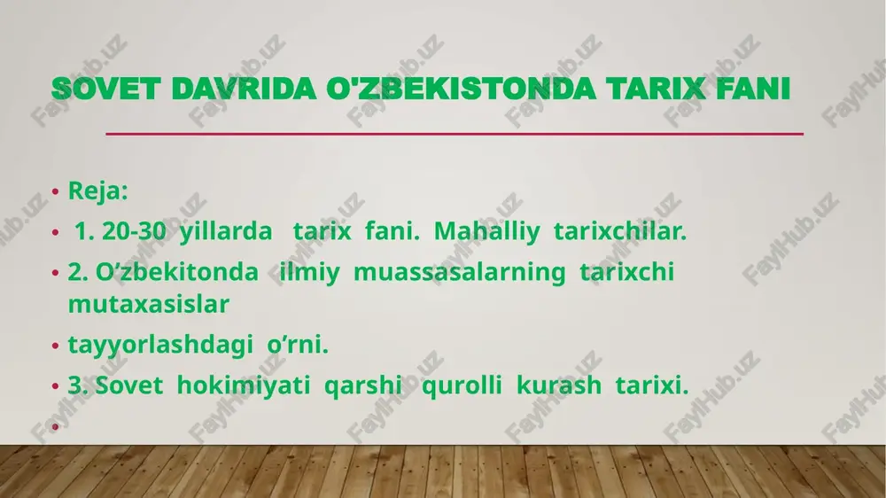 sovet davrida o'zbekistonda tarix fani — PPTX