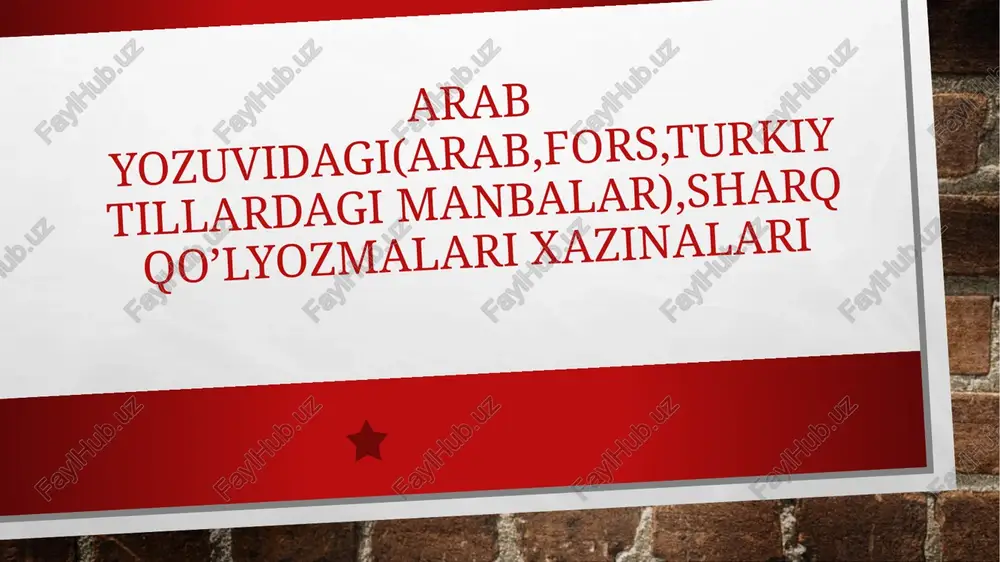 arab yozuvidagi dastlabki manbalar — PPTX