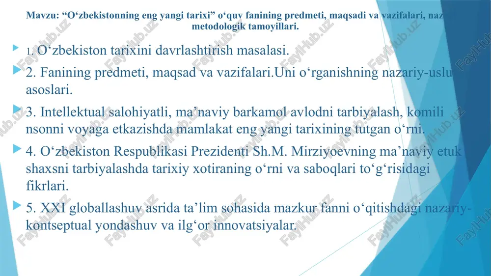 o‘zbekistonning eng yangi tarixi — PPTX