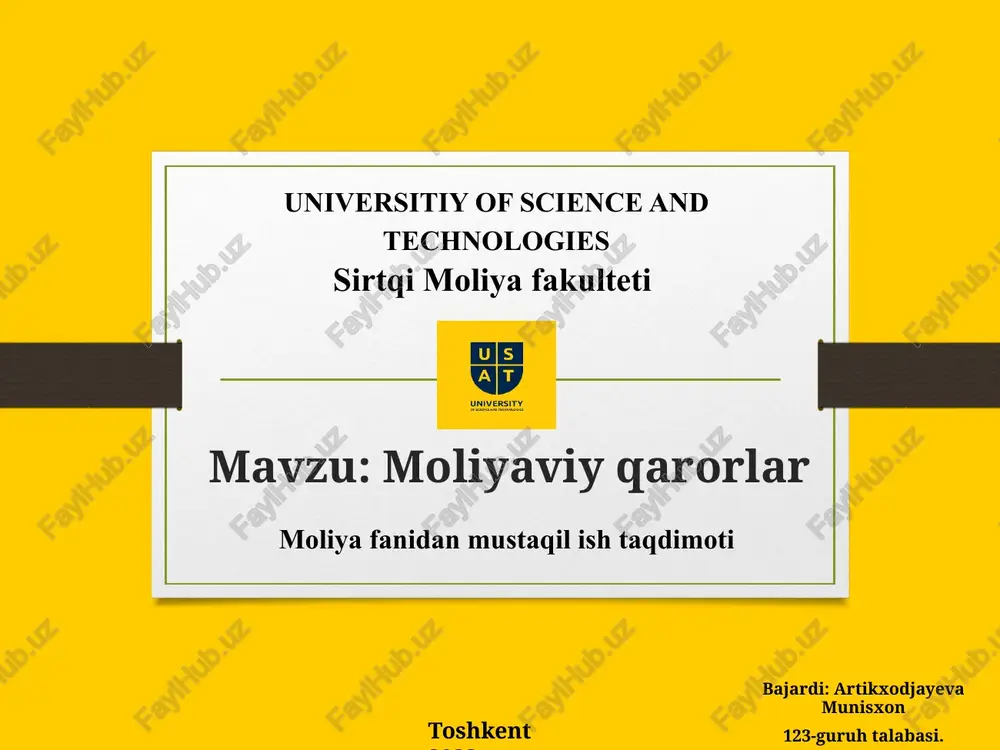 moliyaviy qarorlar — PPTX