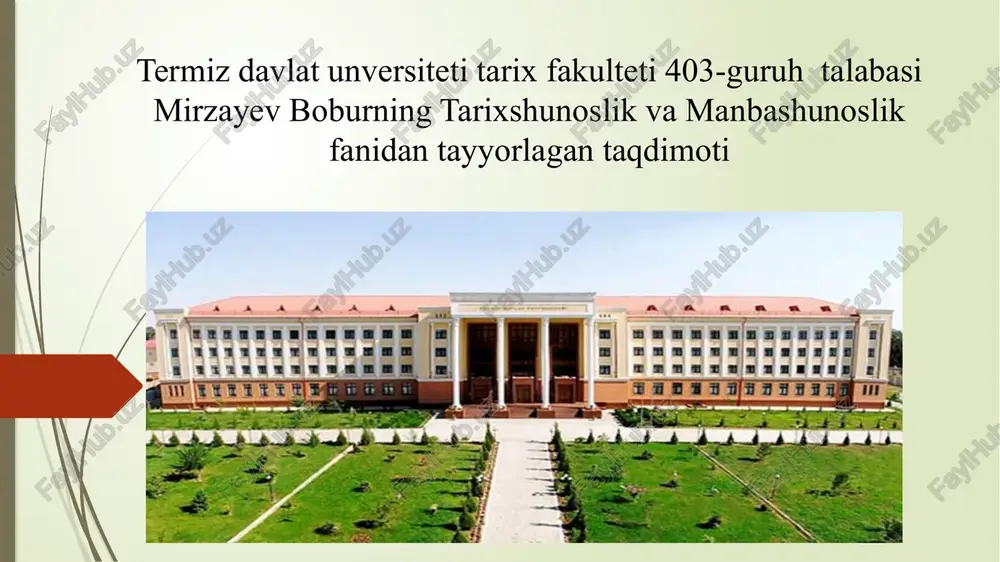 tarixshunoslik fanining maqsadlari va vazifalari — PPTX