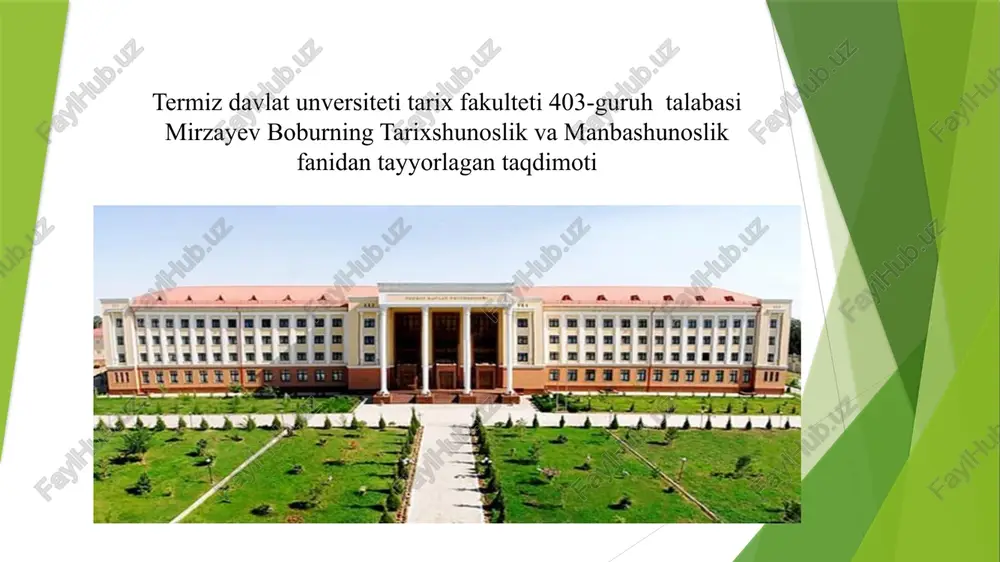 oʻrtaasr oʻzbek tarixshunosligi — PPTX