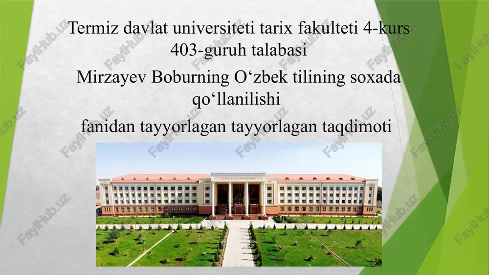 o‘zbek tilining so‘xada qo‘llanilishi — PPTX