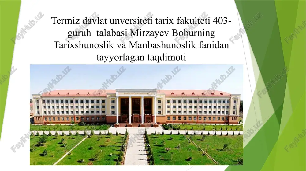 amir temur va temuriylar davri tarixshunosligi — PPTX