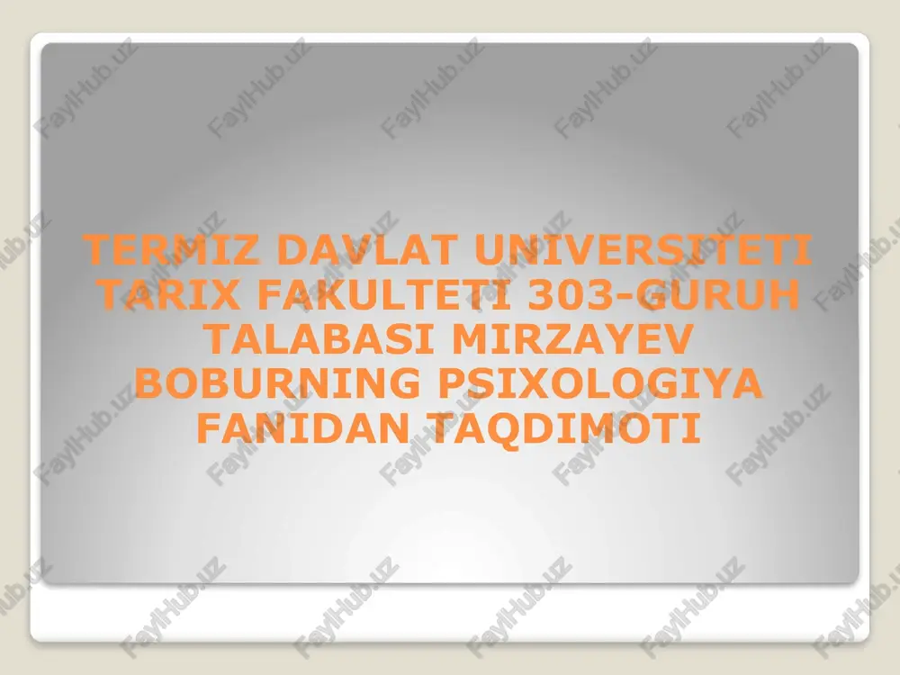 testlar va boshqa psixodiagnostik metodlar — PPTX