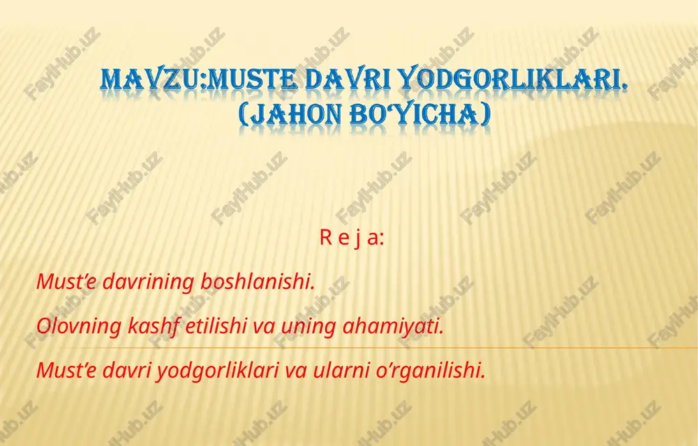 muste davri yodgorliklari — PPT