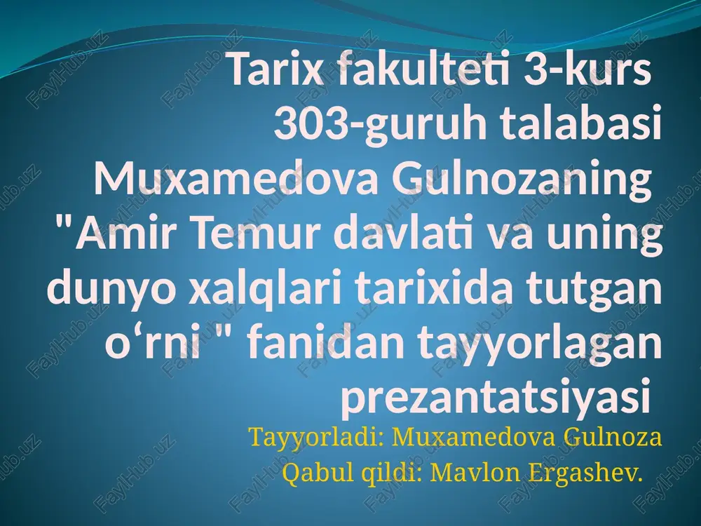 amir temur tuzuklari — PPTX