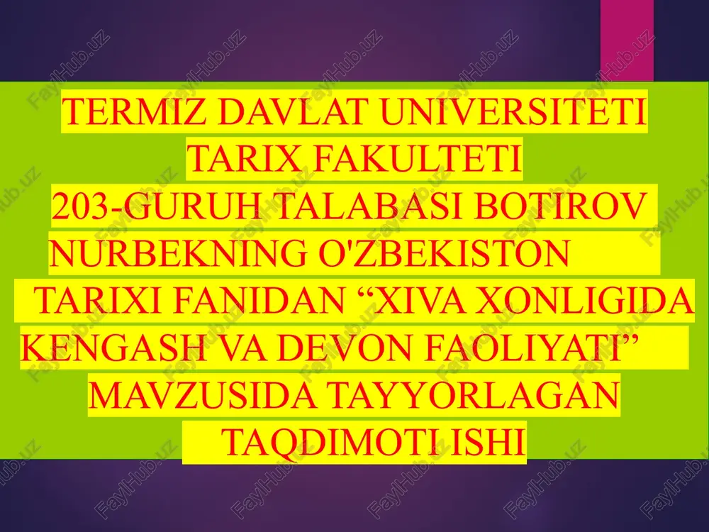 xiva xonligida kengash va devon faoliyati — PPTX