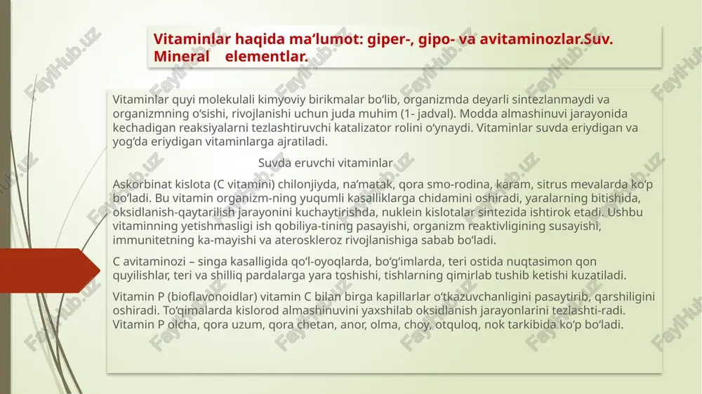 askorbinat kislota (c vitamini) — PPTX