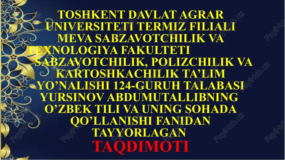 o`zbek tilining asosiy imlo qoidalari — PPTX