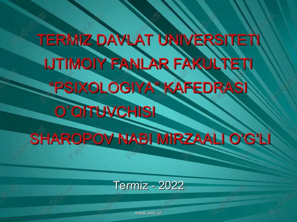 temperament-shaxs tuzulmasi sifatida — PPT