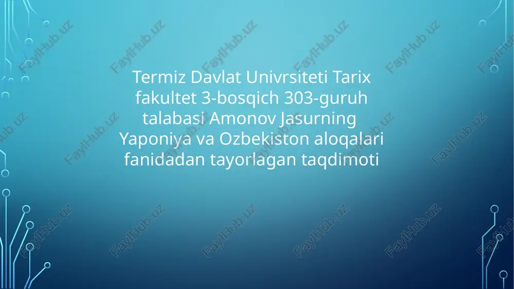 jasur amonovning yaponiya va o'zbekiston aloqalarida ta'lim — PPTX