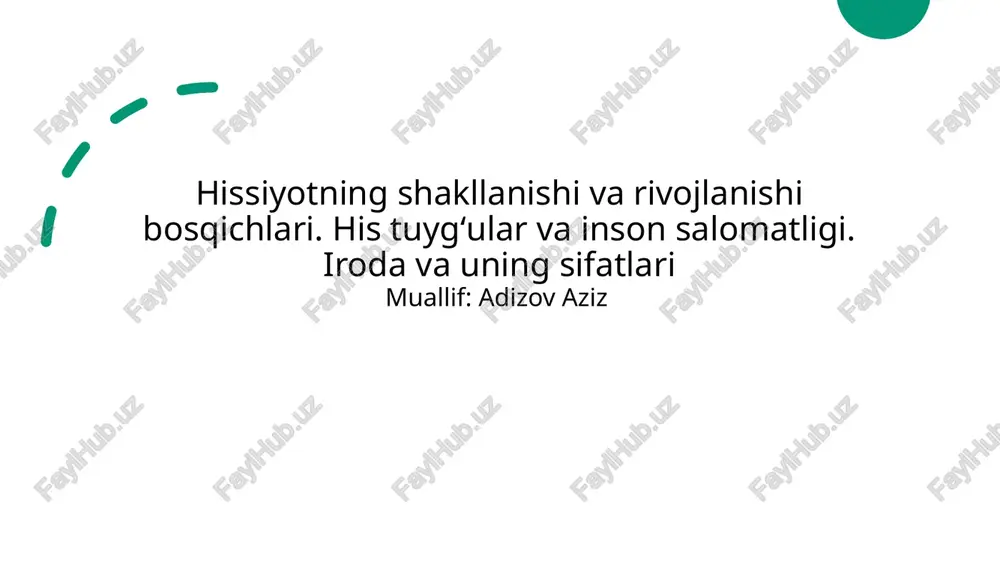 his tuyg'ularining rivojlanishi bosqichlari — PPTX